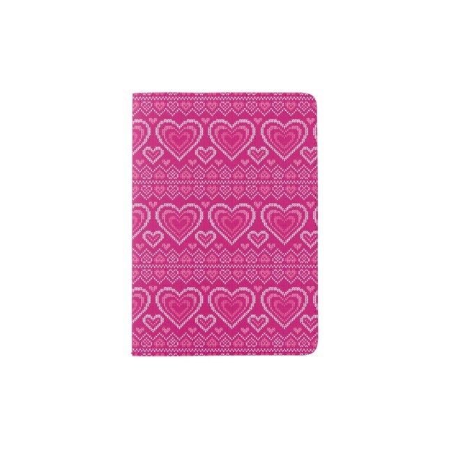 Valentine's Day Knitted Pattern 2 Passport Holder (Front)