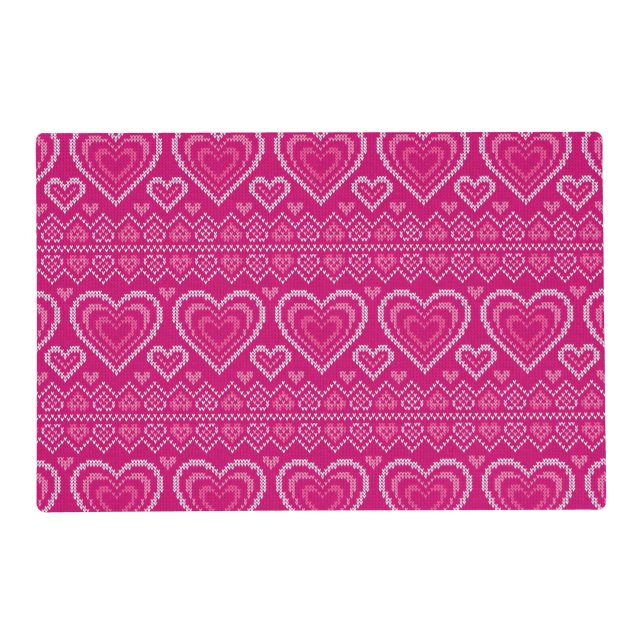 Valentine's Day Knitted Pattern 2 Placemat (Front)