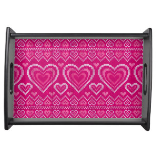 Valentine's Day Knitted Pattern 2 Serving Tray
