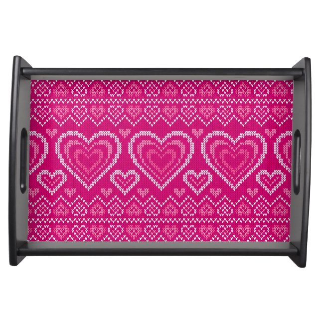 Valentine's Day Knitted Pattern 2 Serving Tray (Front)