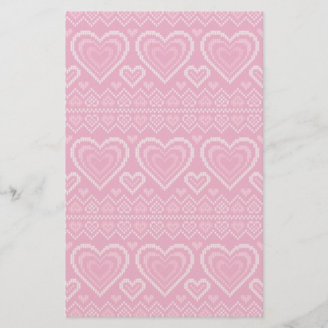 Valentine's Day Knitted Pattern 2 Stationery (Front)