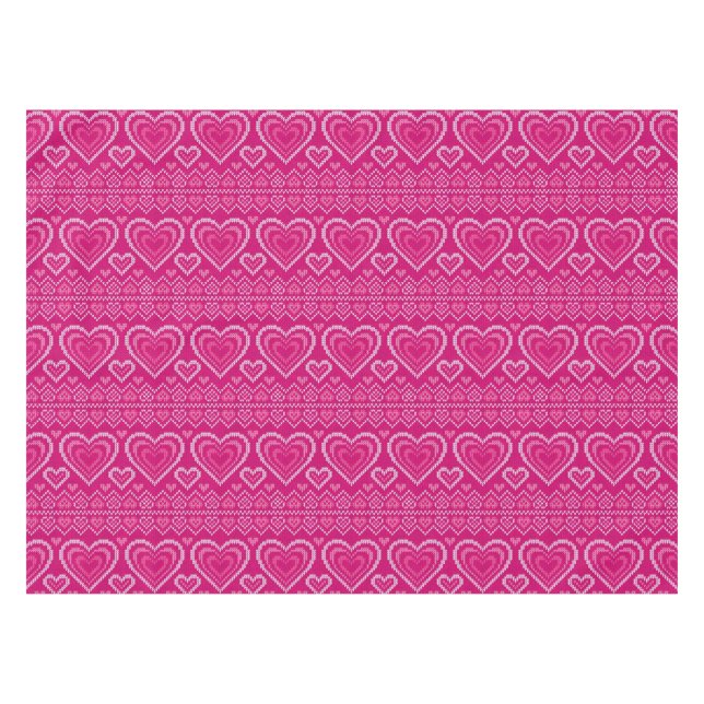 Valentine's Day Knitted Pattern 2 Tablecloth (Front (Horizontal))