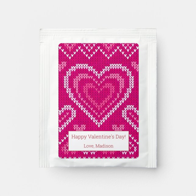 Valentine's Day Knitted Pattern 2 Tea Bag Drink Mix (Front)