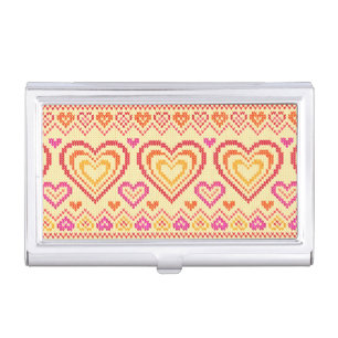 Valentine's Day Knitted Pattern Business Card Case