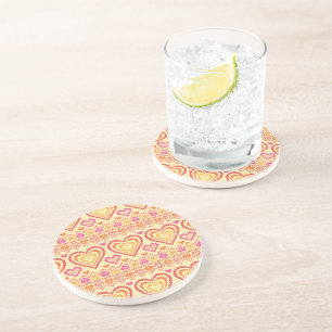 Valentine's Day Knitted Pattern Drink Coaster