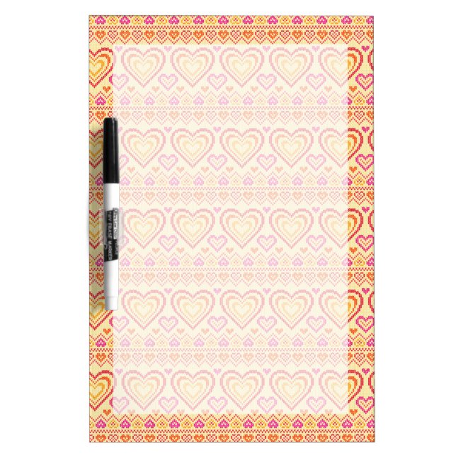 Valentine's Day Knitted Pattern Dry Erase Board (Front)