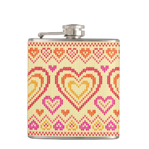 Valentine's Day Knitted Pattern Flask