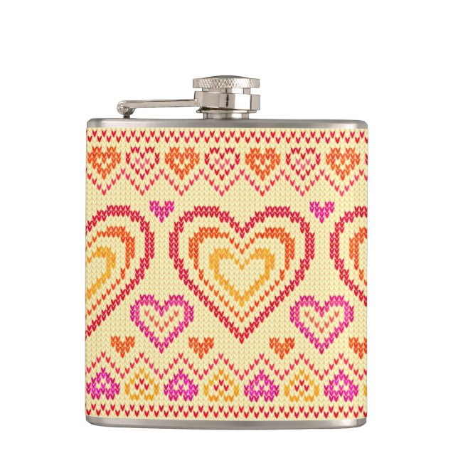 Valentine's Day Knitted Pattern Flask (Front)