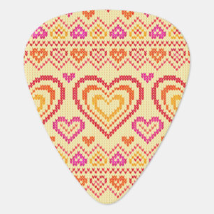 Valentine's Day Knitted Pattern Guitar Pick
