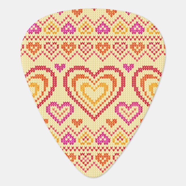Valentine's Day Knitted Pattern Guitar Pick (Front)