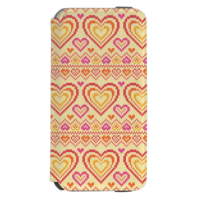 Valentine's Day Knitted Pattern Incipio iPhone Wallet Case (Folio Front)