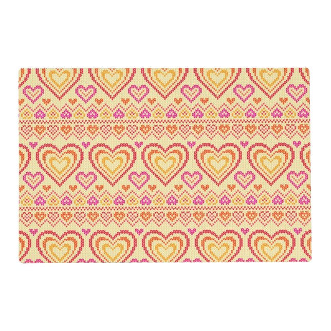 Valentine's Day Knitted Pattern Placemat (Front)