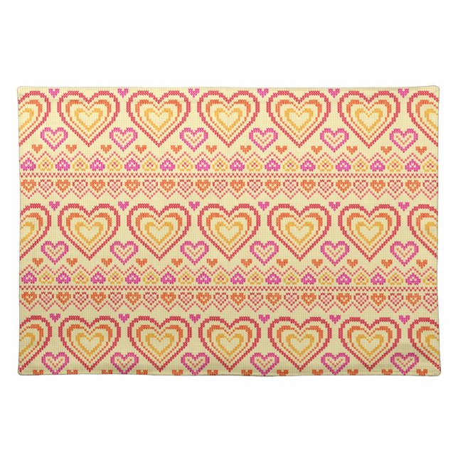 Valentine's Day Knitted Pattern Placemat (Front)