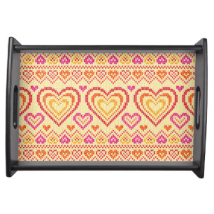 Valentine's Day Knitted Pattern Serving Tray