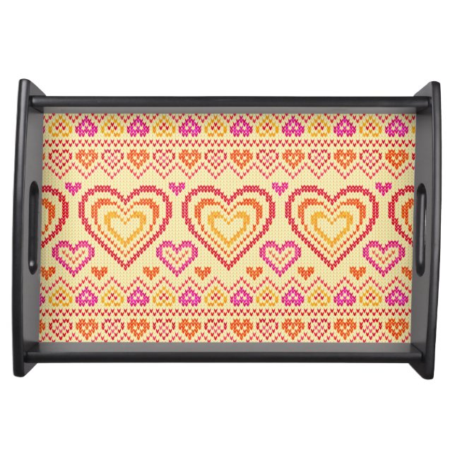 Valentine's Day Knitted Pattern Serving Tray (Front)