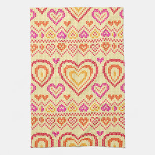 Valentine's Day Knitted Pattern Towel