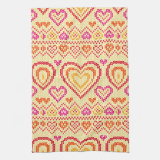 Valentine's Day Knitted Pattern Towel