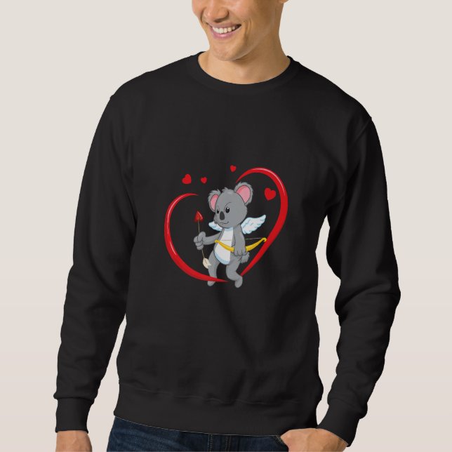 Valentines Day Koala Bear with Heart Arrow Cupid K Sweatshirt (Front)