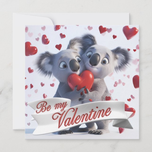 Valentine's day Koala bears Flat Holiday Card (Front)