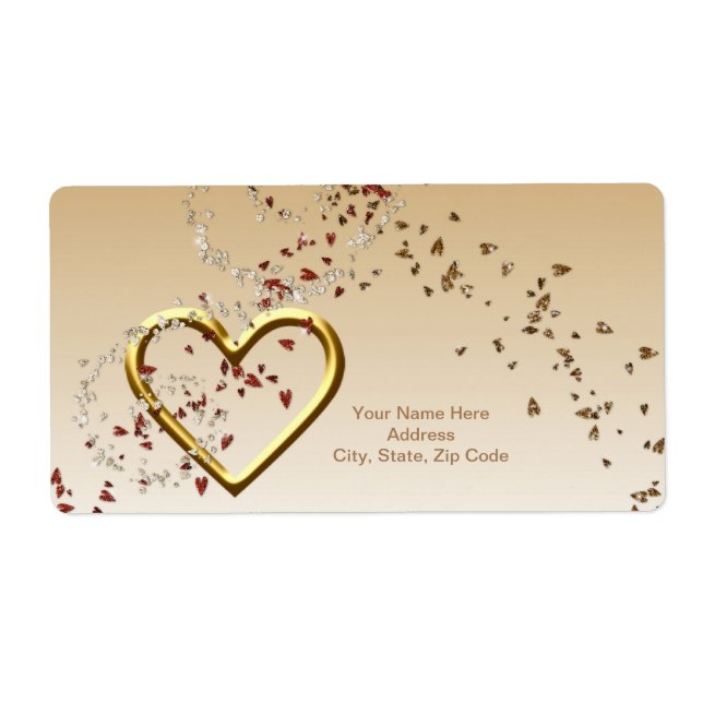 Valentine's Day Labels Gold Heart  (Front)