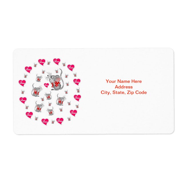 Valentine's Day Labels Mice (Front)