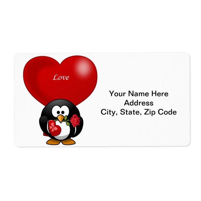 Valentine's Day Labels Penguin (Front)