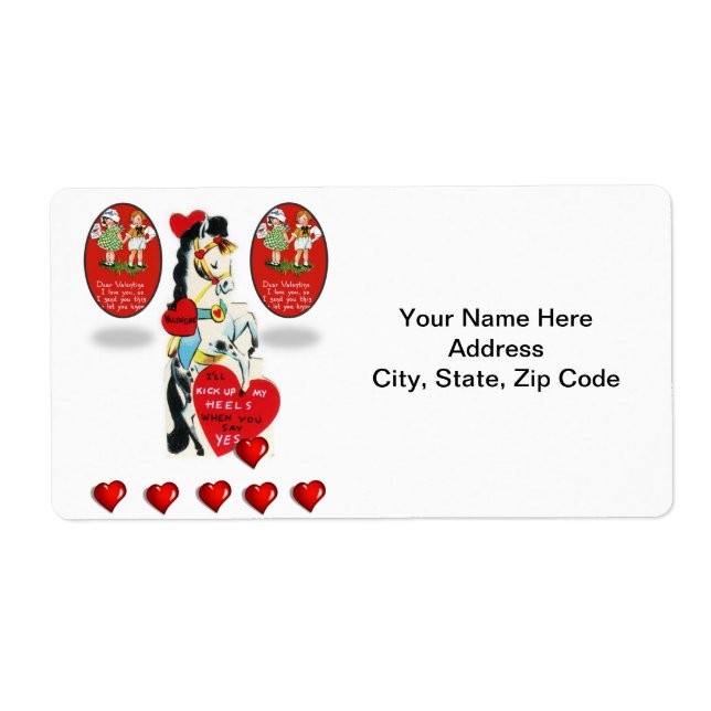 Valentine's Day Labels Vintage Horse (Front)
