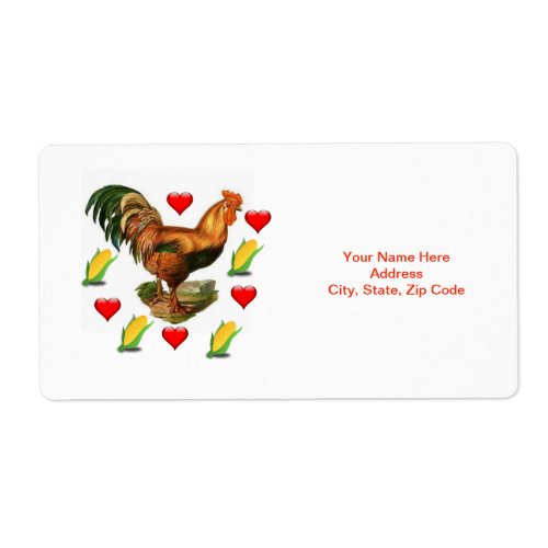 Valentines Day Labels Vintage Rooster