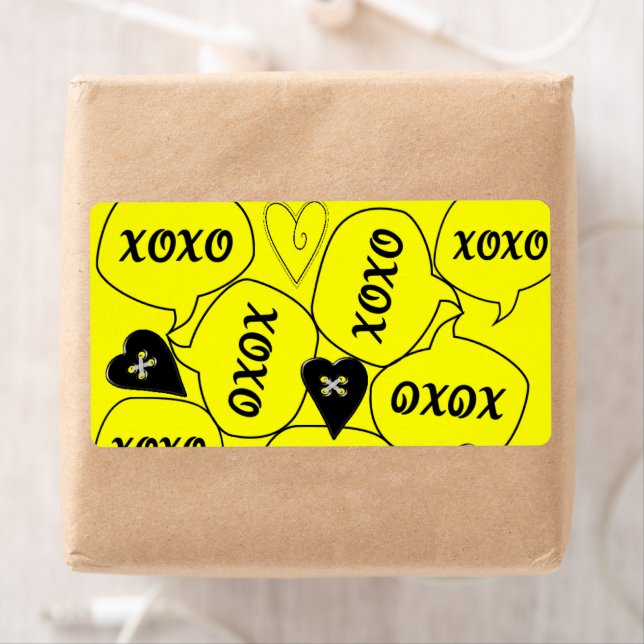 Valentine's Day Labels Yellow Xoxo  (Insitu)