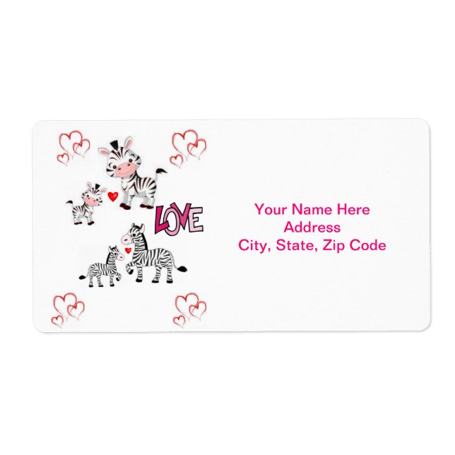 Valentine's Day Labels Zebra (Front)