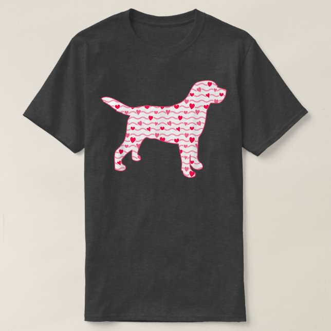 Valentines Day Labrador Dog Love Hearts Dog Puppy  T-Shirt (Design Front)