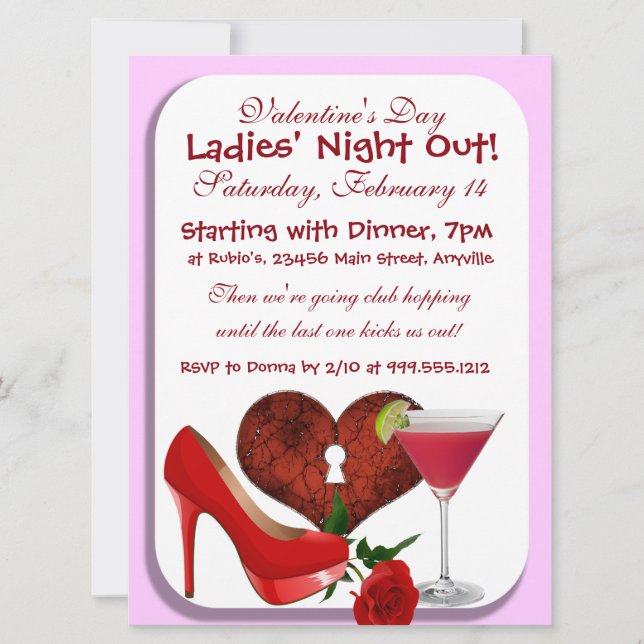 Valentine's Day Ladies' Night Out Invitations (Front)