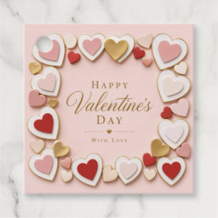 Valentines Day Layered Heart Frame Border Favor Tags