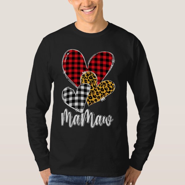valentines day leopard mamaw Buffalo Plaid mamaw l T-Shirt (Front)