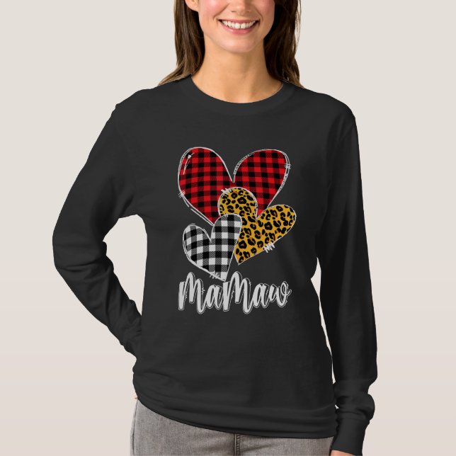 valentines day leopard mamaw Buffalo Plaid mamaw l T-Shirt (Front)