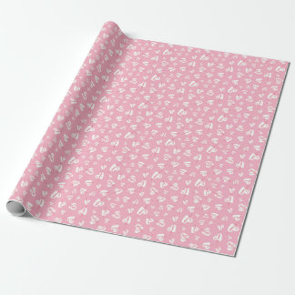 Valentine's Day Lettering and Hearts Pattern Wrapping Paper