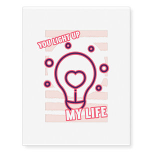 Valentines day light bulb couple pun temporary tattoos
