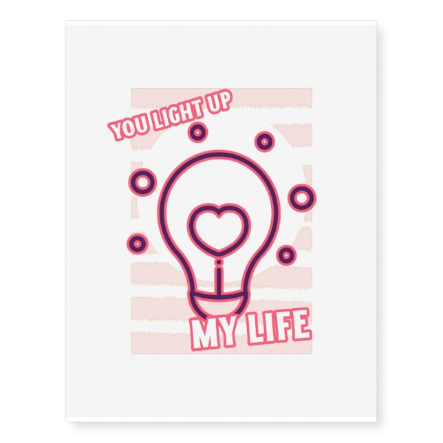 Valentines day light bulb couple pun temporary tattoos (Front)