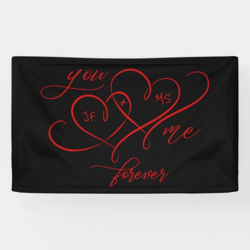 VALENTINES DAY LINKED HEARTS ROMANTIC RED BANNER