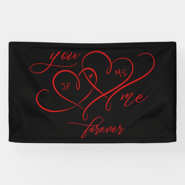 VALENTINE'S DAY LINKED HEARTS ROMANTIC RED BANNER (Horizontal)