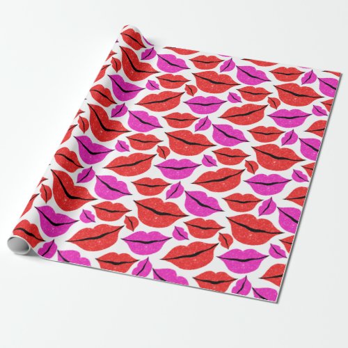 Valentines Day Lips Pattern Wrapping Paper