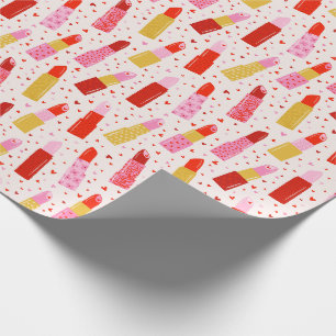 Valentine's Day Lipsticks on cream Wrapping Paper