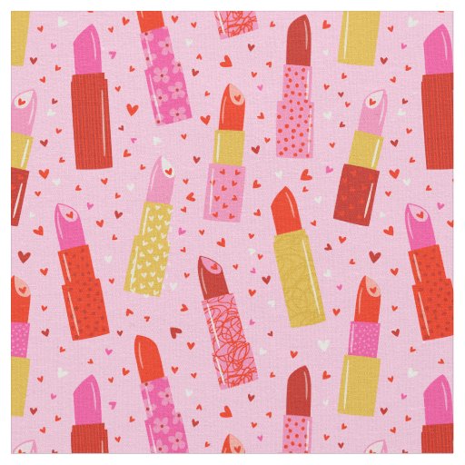 Valentine's Day Lipsticks on pink Fabric