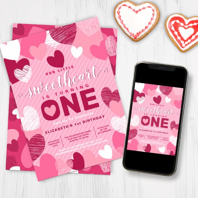 Valentine's Day Little Sweetheart Pink Birthday Invitation (Creator Uploaded)