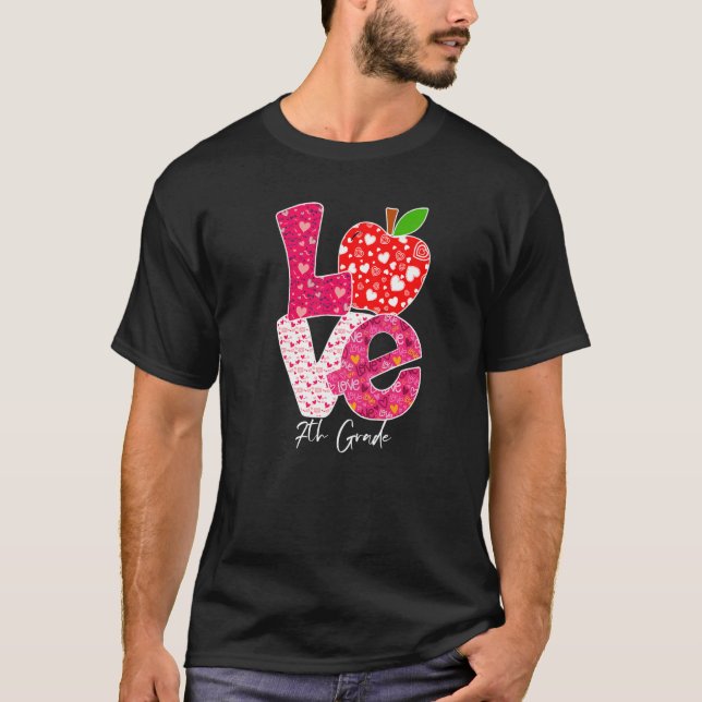 Valentines Day Love 7th Grade Squad Teacher Kids O T-Shirt (Front)