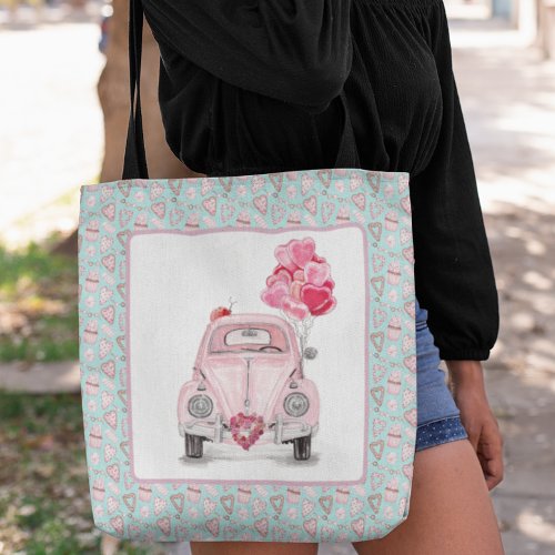 Valentines Day Love Bug Cute Car  Tote Bag