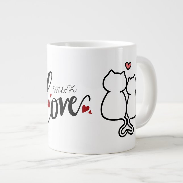 Valentines day love couple names initial Mug (Front Right)