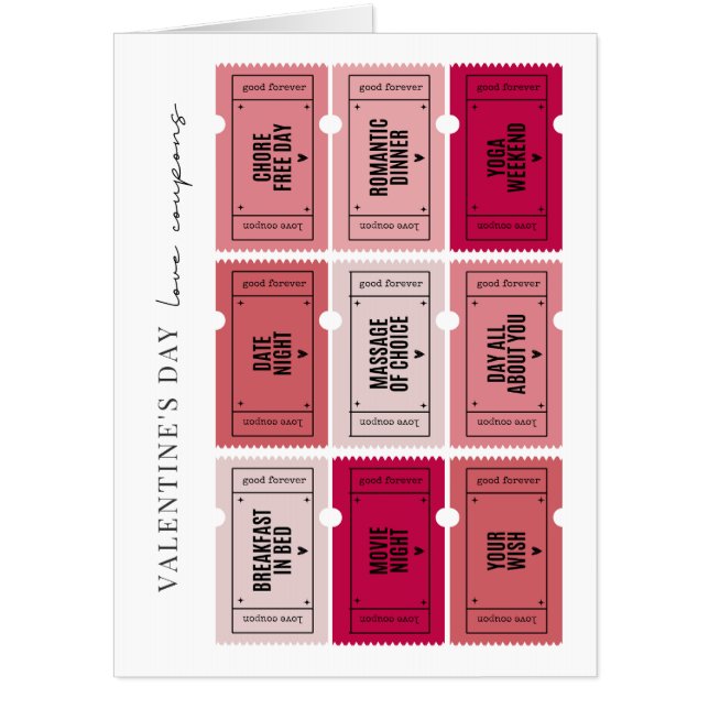 Valentine's Day Love Coupons BIG Card (Front)