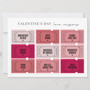 Valentine's Day Love Coupons Print or Download Invitation