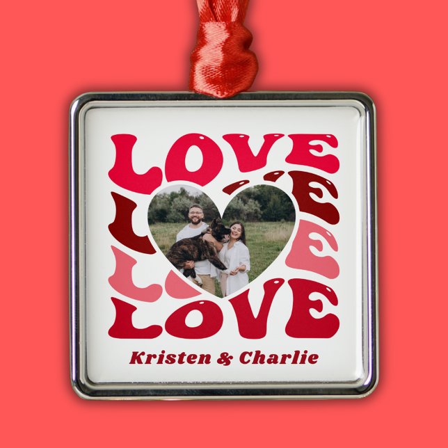 Valentine's Day Love Custom Couple Photo Metal Ornament (Valentine's Day Love Custom Couple Photo Metal Ornament
)